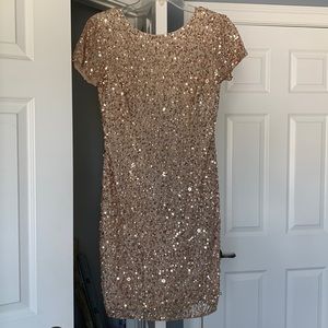 Adrianna Papell short gold sequin dress